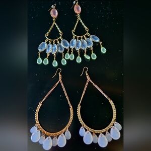 Elegant Gold and Blue Dangle Earrings